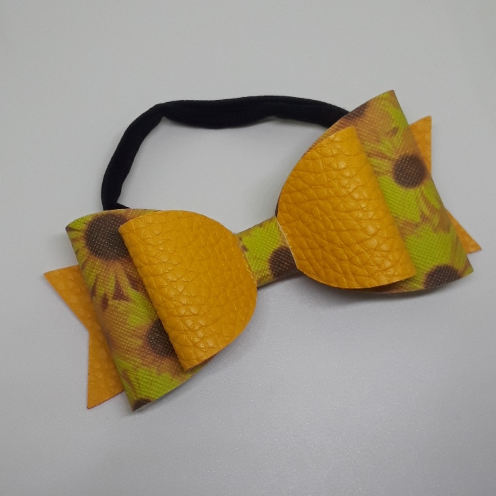 Handmade Sunflower bow headband